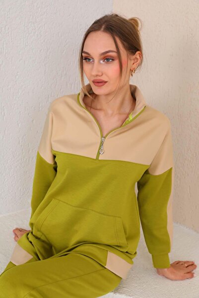 WestBound Γυναικείο αθλητικό διπλό casual σετ με πράσινο χρώμα