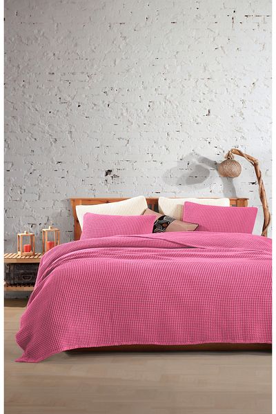 destinyhometex 100% Cotton Waffle Double Fringe Free Bedspread 230X250