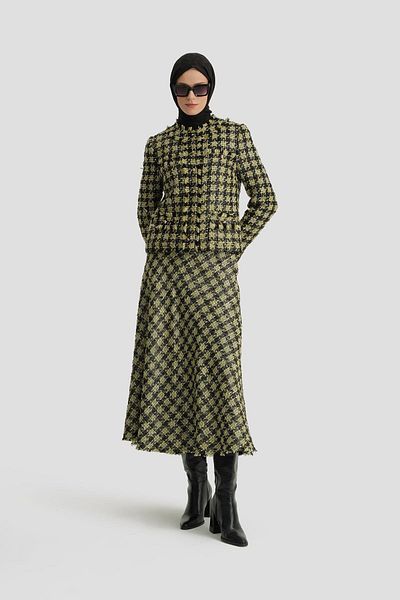 Armine Green Glitter Tweed Skirt - 24K1722