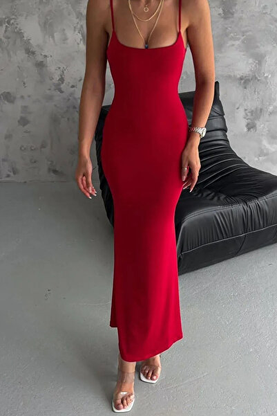 Swana Rochie cu bretele model pește nisip roșu