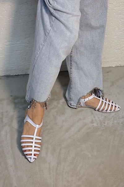 Beyond Women's White Palmi Ankle Strap Pointed Toe Patent Leather Sandals BYND24900