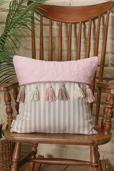 Aisha's Design Colorful Tasseled Mink Striped Throw Pillow Cover,k-196