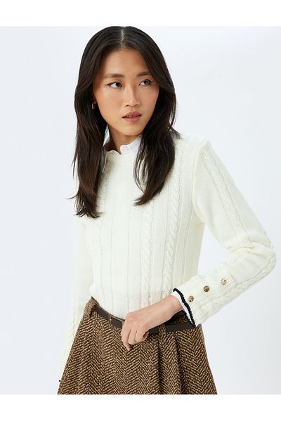 Koton Long Sleeve Crew Neck Hair Knit Sweater
