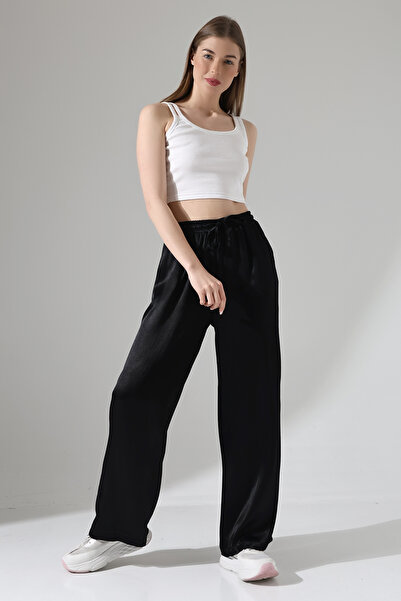 winmoda ŠIROKI MODEL SATINSKIH PANTALONI / ŠIROKE NOŽEVE D Teksturirano SATIN...