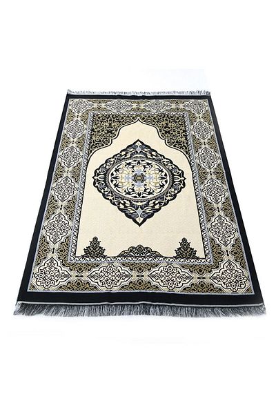 İkranur Gift Taffeta Prayer Rug Black-Gold 68X110 cm - 200 Gr