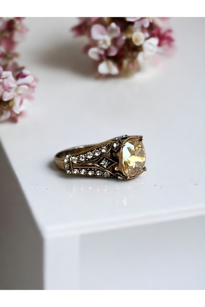 FAYRA ACCESSORIES Sarı Kristal Taşlı Yüzük