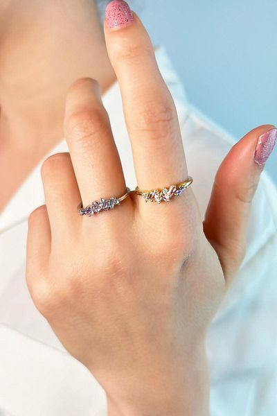 Sose Moda Colorful Stone Ring - Silver