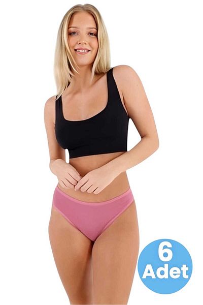 Uniquetrenders Chiloți de bikini din țesătură din jerseu pieptănat din bumbac pentru femei Chiloți de bikini pentru femei 6 buc