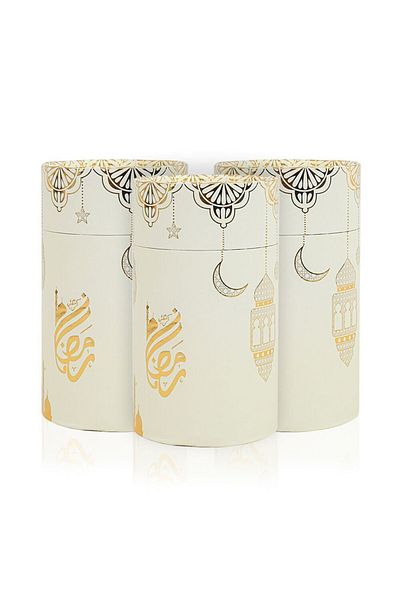 İkranur Ramadan Mubarak Cream Cylinder Box (18×10)