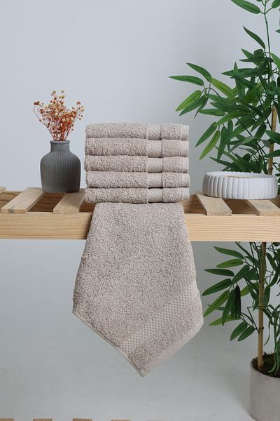 AİRYCOT Beige 30x30 Set of 6 Hand Towels