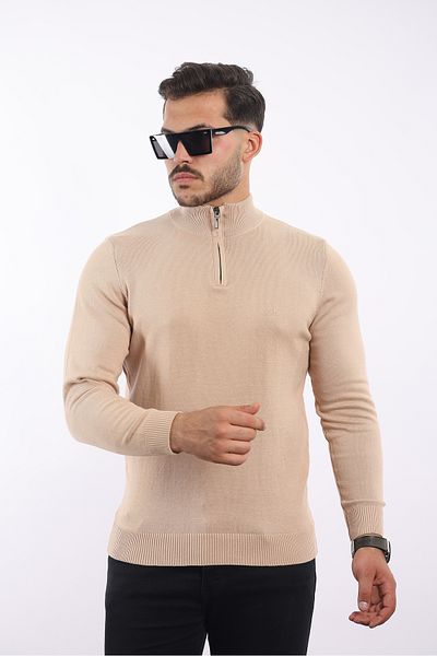 rugatchi 100% Cotton Non-Pilling Half Zippered Knitwear Black