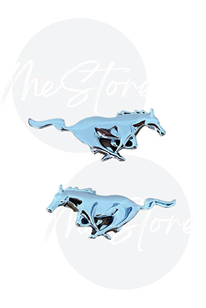 mes store Koşan At Metal Arma Mustang Metal Arma Set Çamurluk Logosu 2'li 9cmx4cm
