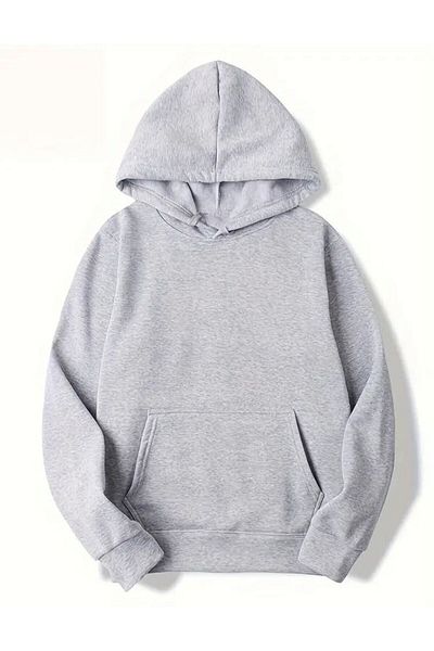 THE WHITE Mr. Raised Hooded Gray Sweatshirt