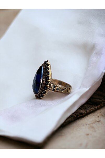 FAYRA ACCESSORIES Elmas Montür Kristal Taşlı Su Damlası Yüzük