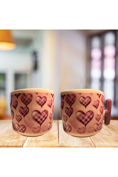 Clicksy Valentine's Day Special Mug with Purple Heart Design and Purple t Handle - Romantic Gift