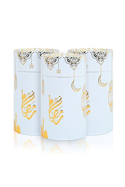 İkranur Μπλε κυλινδρικό κουτί Ραμαζάνι Μουμπάρακ (18×10)