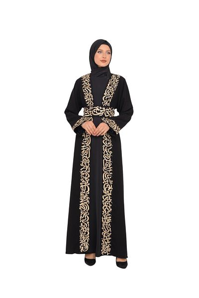 Zaytoon Long Sleeve Embroidered Letters - Oversize Wide Thick Abaya Women's M-3XL C100032