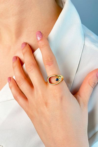Sose Moda Gold Oval Stone Ring