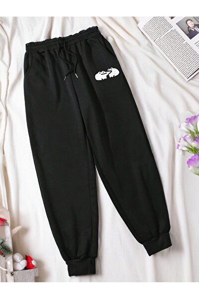 De Carte Cute Frog Printed Relax Fit Seasonal Women'S-Men's Knitted Sweatpants