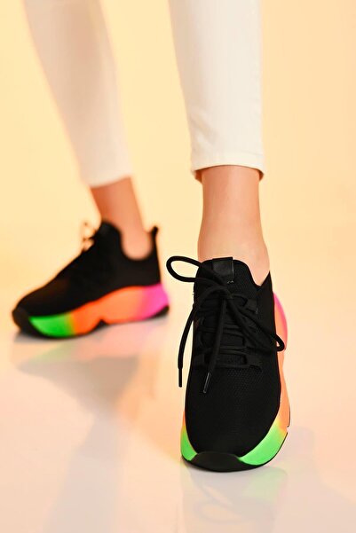 Beyond Byndrsl400 Women's Black Multi 4.5cm Sports Sneakers