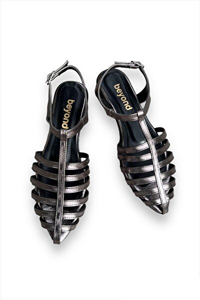 Beyond Women's Platinum Palmi Ankle Strap Pointed Toe Leather Sandals BYND24900