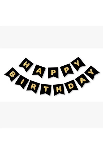 renk party راية عيد ميلاد سعيد باللون الأسود مع رقائق ذهبية