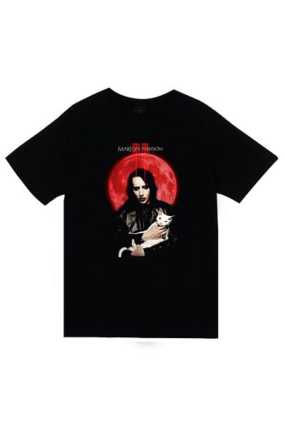 fame-stoned Tricou negru unisex cu imprimeu Marilyn Manson 100% bumbac