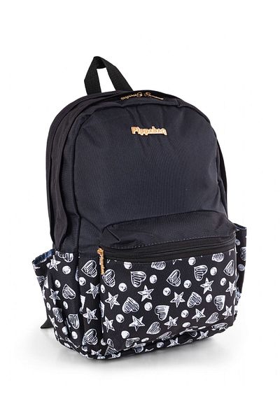 Pippa Beach Girl's Three-Eye School and Casual Black Backpack