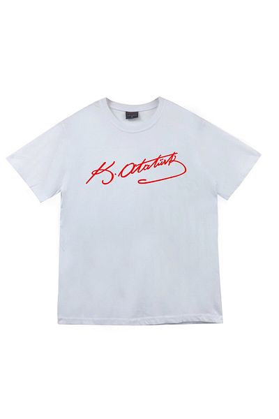 fame-stoned Μπλουζάκι Gazi Mustafa Kemal Atatürk με στάμπα Unisex 100% βαμβακερό λευκό