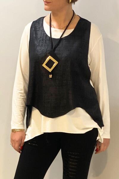 Mia Butik بلوزة نسائية مع هدية قلادة إكرو