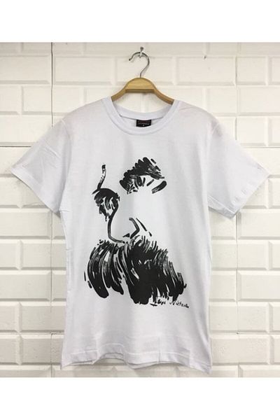 fame-stoned Λευκό μπλουζάκι Friedrich Nietzsche με στάμπα Unisex 100% βαμβάκι
