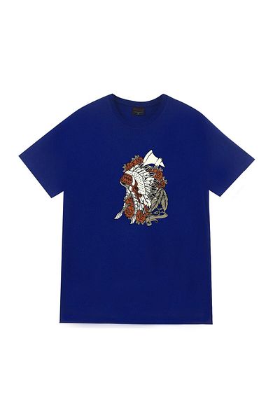 fame-stoned Μπλουζάκι Unisex ιθαγενών Αμερικανών 100% βαμβακερό μπλε