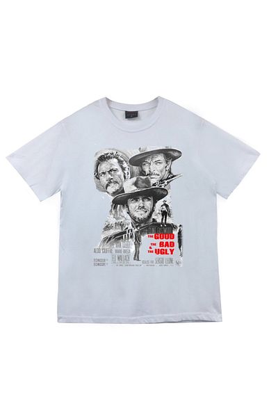 fame-stoned Μπλουζάκι Unisex White Good Evil Ugly Printed