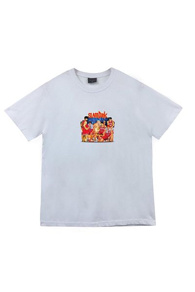 fame-stoned Slam Dunk Anime Printed Unisex 100% βαμβακερό λευκό μπλουζάκι