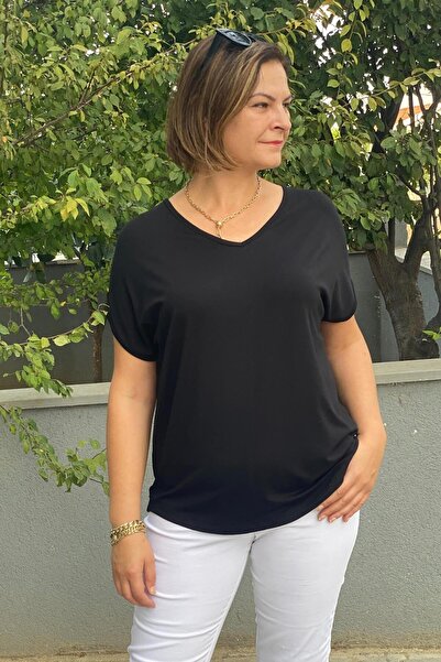 Mia Butik Plus Size Black Minnoş Blouse