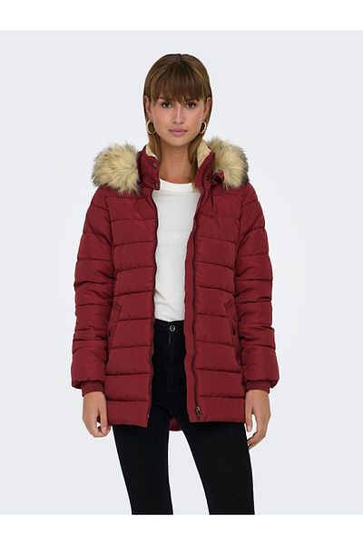 ONLY Hooded Claret Red Women's Coat 15304765