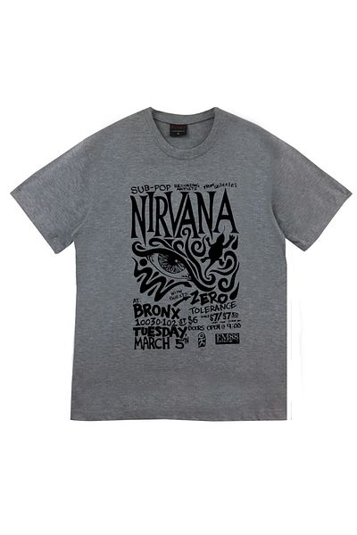 fame-stoned Μπλουζάκι Nirvana Music Band με στάμπα Unisex 100% βαμβακερό γκρι μπλουζάκι
