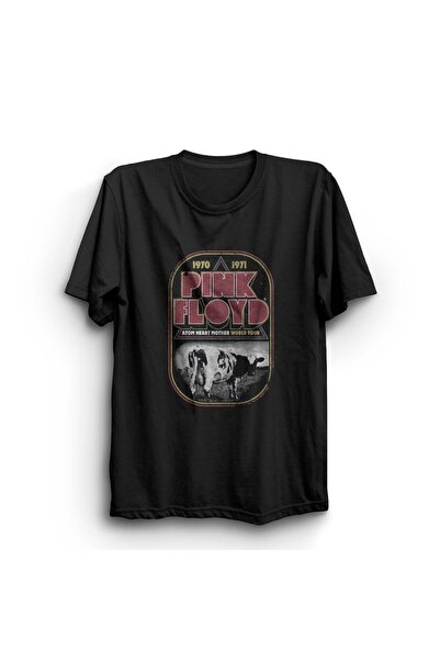 fame-stoned Pink Floyd Baskılı Unisex %100 Pamuk Siyah T-shirt