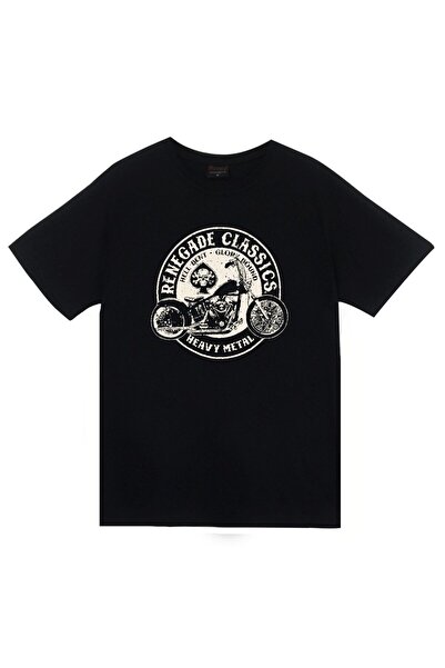fame-stoned Unisex crni Renegade klasični heavy metal motocikl Štampano T-shirt