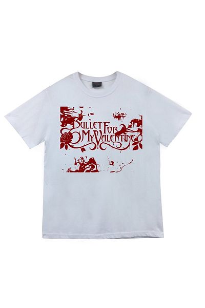 fame-stoned Bullet For My Valentine Printed Unisex 100% βαμβακερό λευκό μπλουζάκι