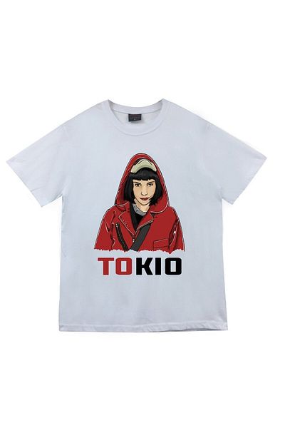 fame-stoned Μπλουζάκι Unisex White La Casa De Papel με στάμπα