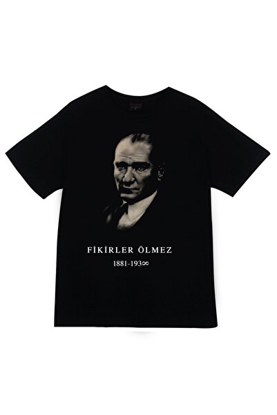 fame-stoned Gazi Mustafa Kemal Ataturk Štampano Unisex 100% pamuk Crna T-shirt