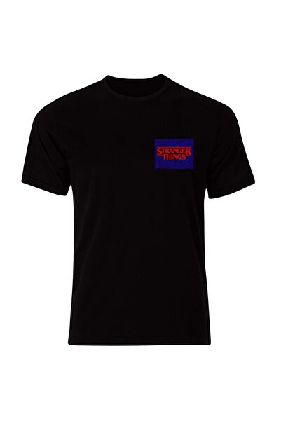 fame-stoned Stranger Things Štampano Unisex 100% pamuk Crna T-shirt