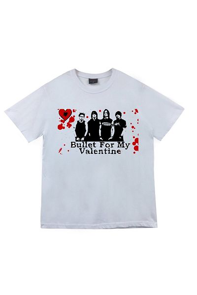 fame-stoned Bullet For My Valentine Printed Unisex 100% βαμβακερό λευκό μπλουζάκι