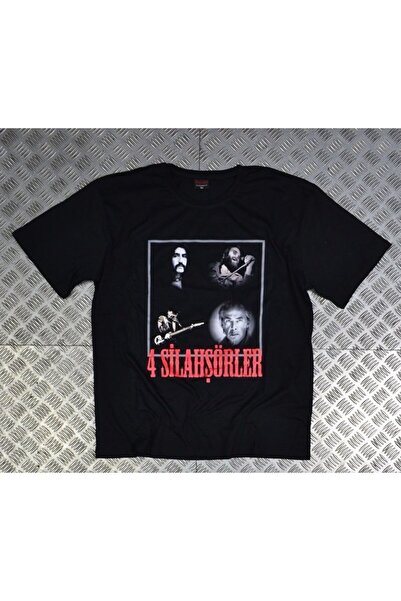 fame-stoned Unisex crna 4 Gunslingers Štampano T-shirt