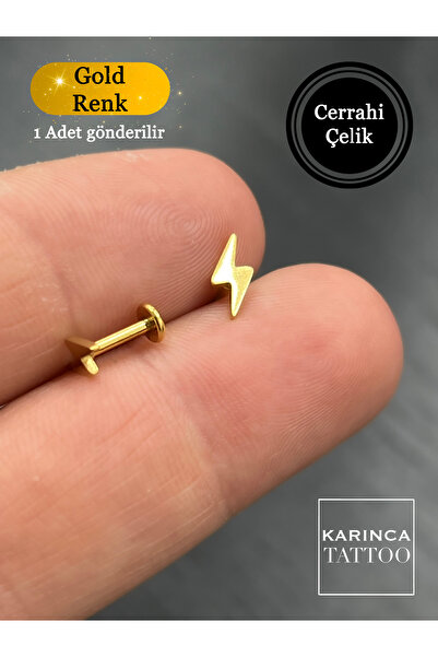 Karınca Piercing Şimşek Yıldırım Tasarım Forward Helix Conch Flat Tragus Kula...