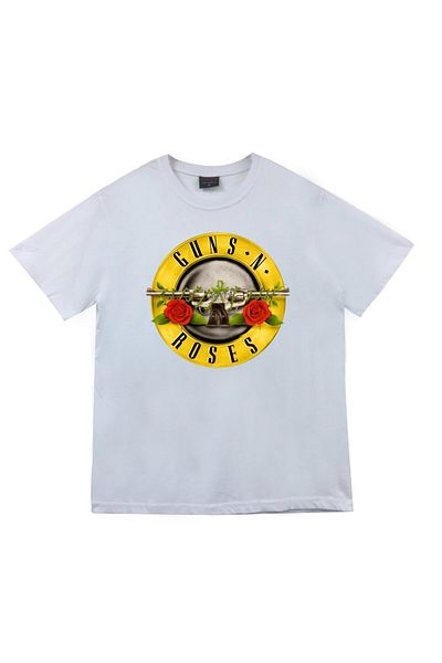 fame-stoned Tricou alb unisex 100% bumbac cu imprimeu Guns N Roses