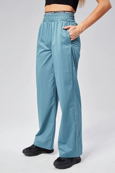 Suzi butik Pantaloni largi de damă Petrolo Blue Beli cu talie elastică 50758