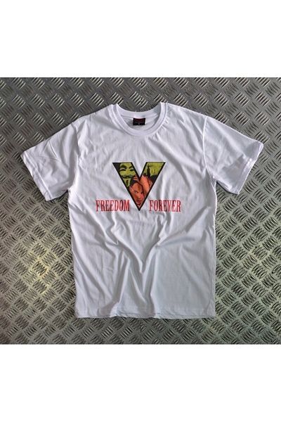 fame-stoned V For Vendetta Printed Unisex 100% βαμβακερό λευκό μπλουζάκι