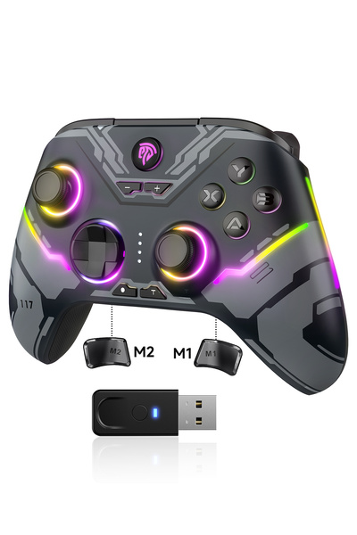 EasySMX X15 - Kablosuz Gamepad - Hall Effect Stick - Hall Triggers - Drift & RGB- PC,Uyumlu - Siyah
